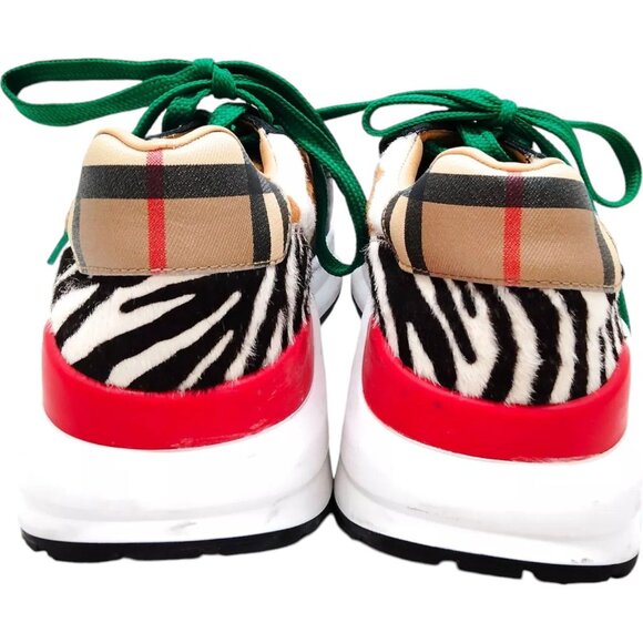 281328AQ (S5) Burberry Shoe London Sneakers Men Brown Leather - Picture 3 of 9